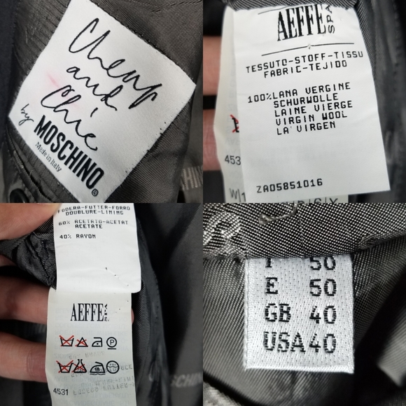 Cheap and Chic Moschino Oversized Three-Button Pinstripe Gray Blazer Size 40 - Picture 9 of 12